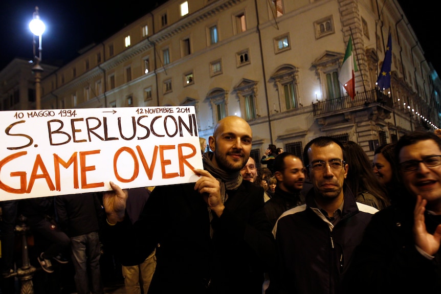 Berlusconi protesters