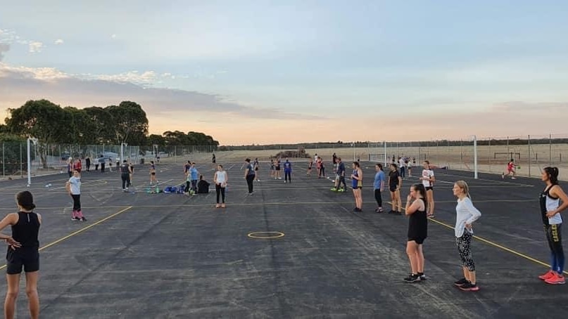 Netball training on the new courts