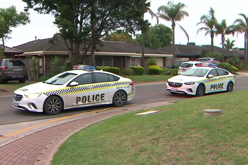 Police cars outside houses