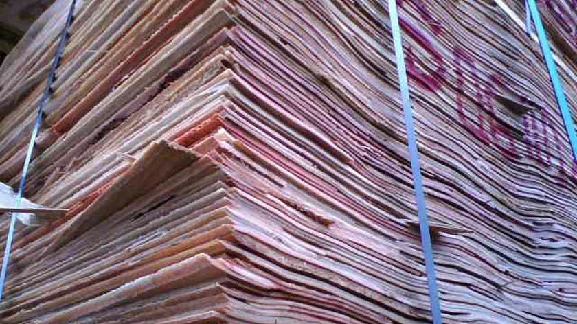 Timber veneer in a shipment leaving Burnie port