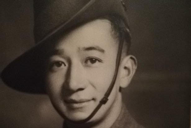 Sepia Portrait of Australian-Chinese WWII soldier wearing slouch hat