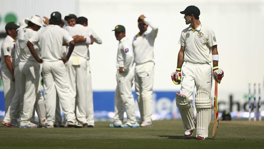 Maxwell trudges off after dismissal against Pakistan