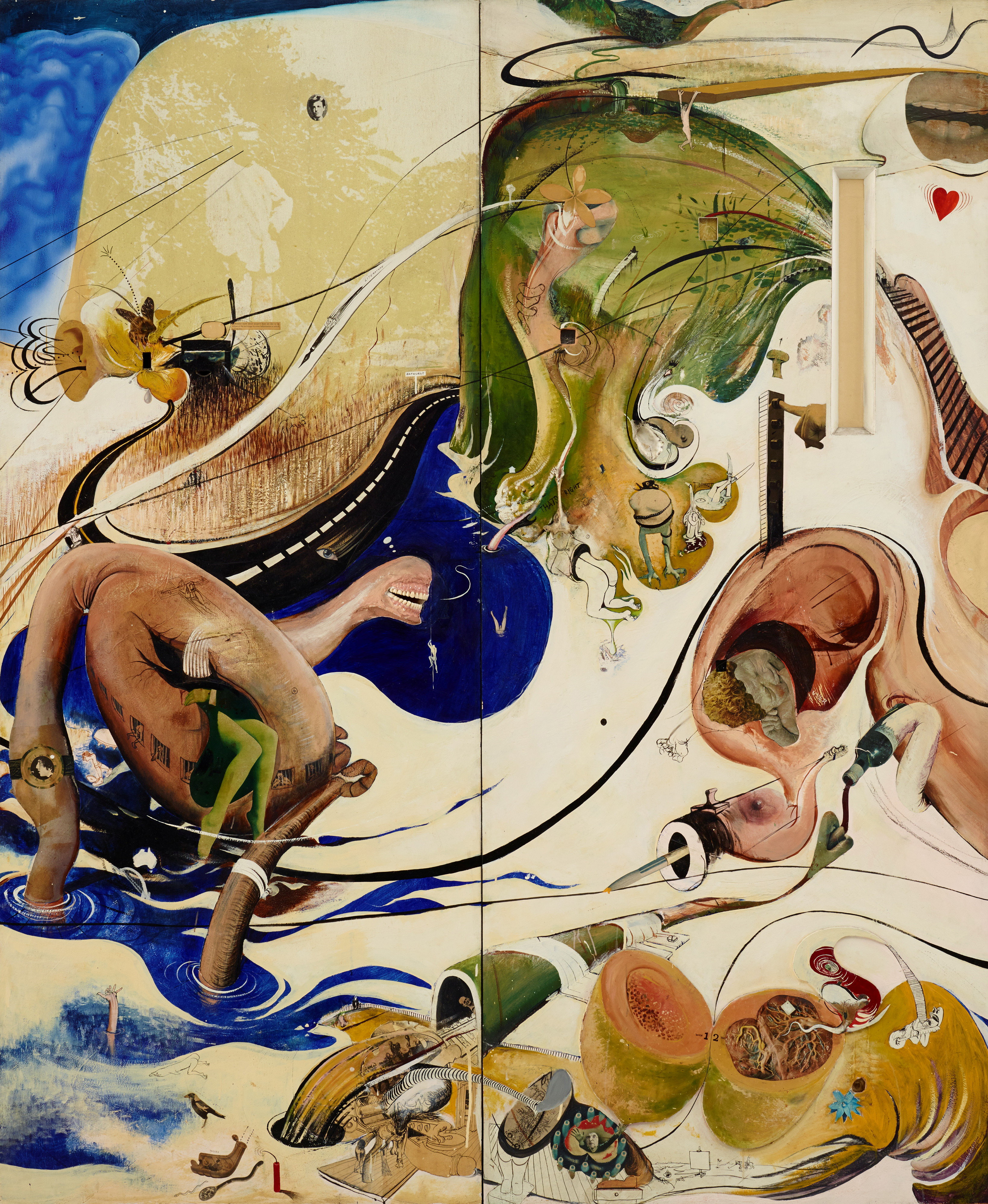 A%20panel%20of%20Brett%20Whiteley%27s%20Alchemy%20that%20includes%20surreal%20imagery%2C%20including%20a%20human%20era%2C%20a%20woman%27s%20legs%20and%20a%20cut%20rockmelon.