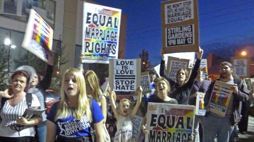 Gay rights protesters make their point.