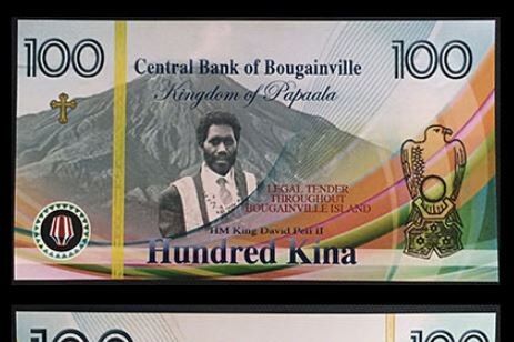 A note of Bougainville kina is pictured from both sides complete with a photo of Musingku.