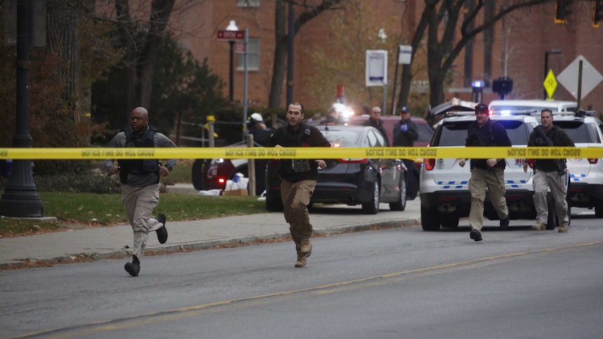 Police respond to reports of an attack on campus at Ohio State University