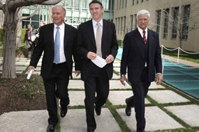 Tony Windsor, Rob Oakeshott and Bob Katter (AAP: Mark Graham)