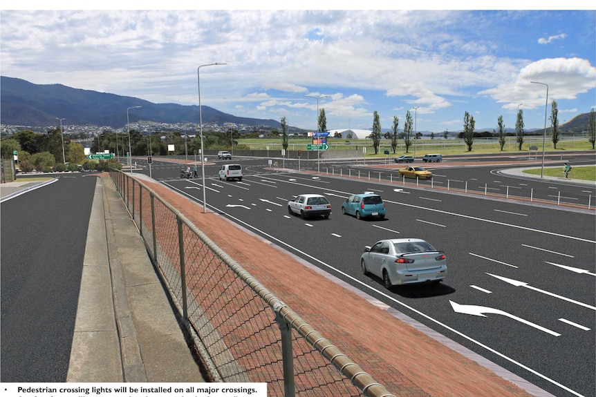 Photo montage of the realigned section of the Brooker Highway between the showgrounds and racecourse.
