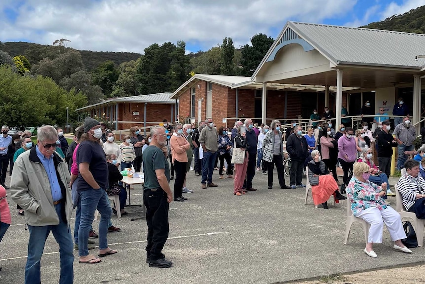 A crowd gathered in Lithgow.