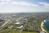 Fishermans Bend area aerial shot skyline