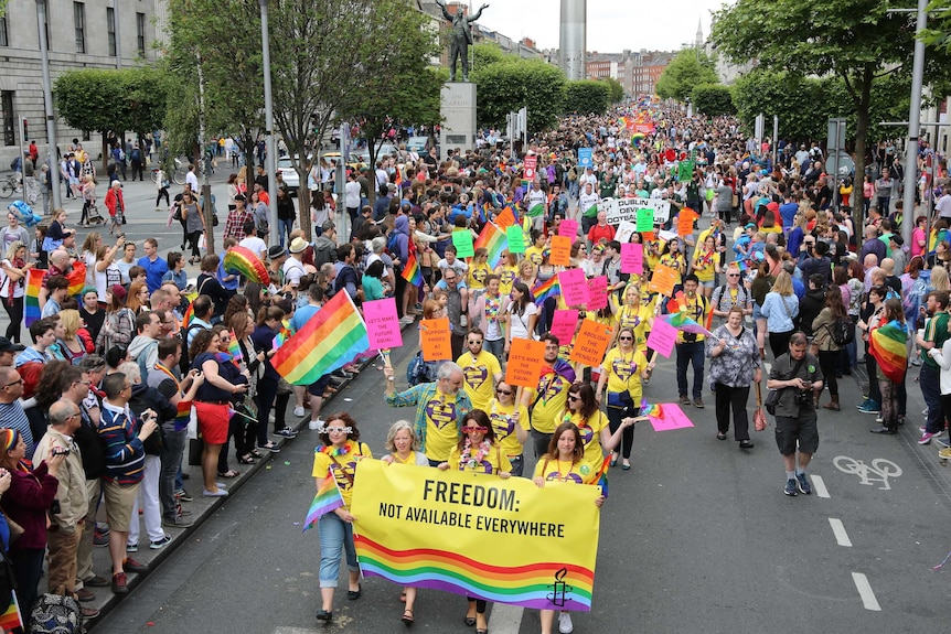 A gay pride march in Ireland