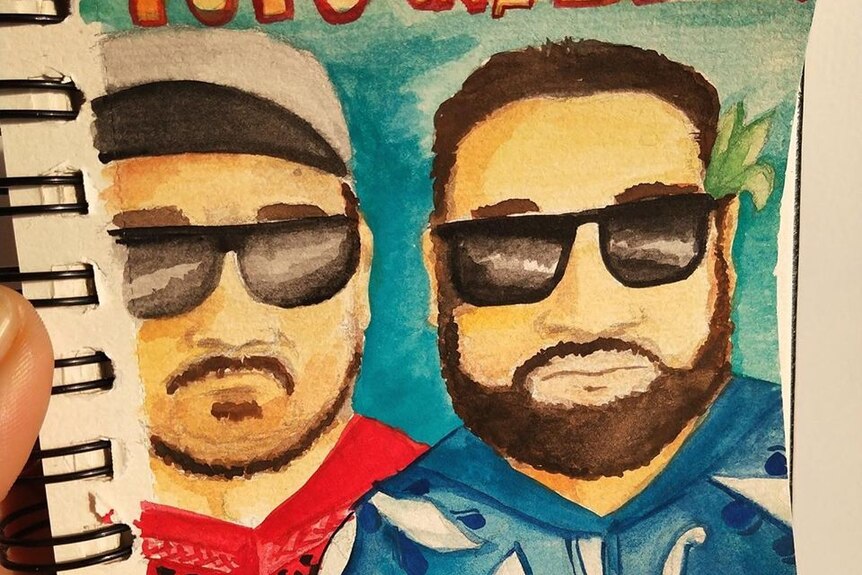 A cartoon profile picture of the two men taken from Facebook