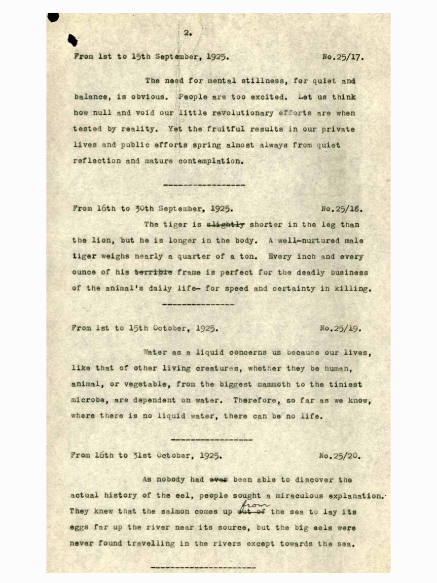 Dictation test passages used in 1925