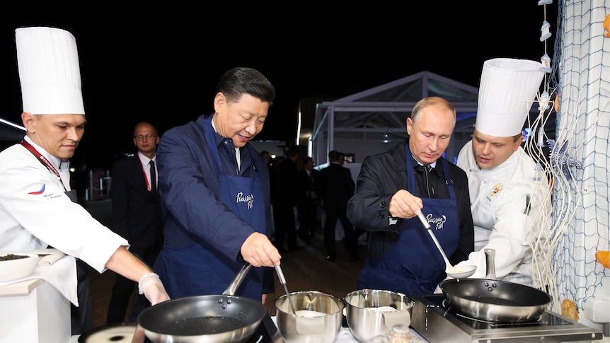 Chinese and Russian presidents Xi Jinping and Vladimir Putin