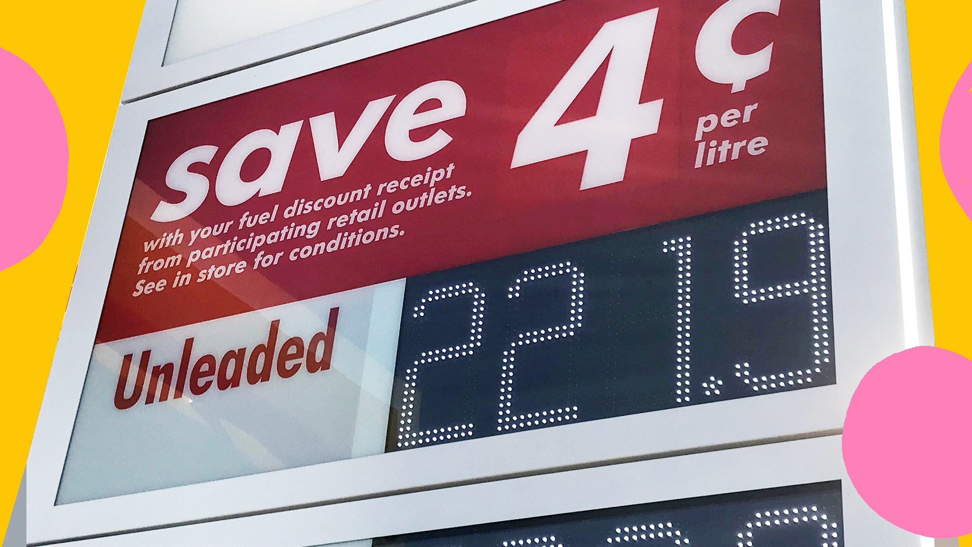 Graphic of unleaded petrol selling at 221.9 cents a litre at a Shell service station in Adelaide.