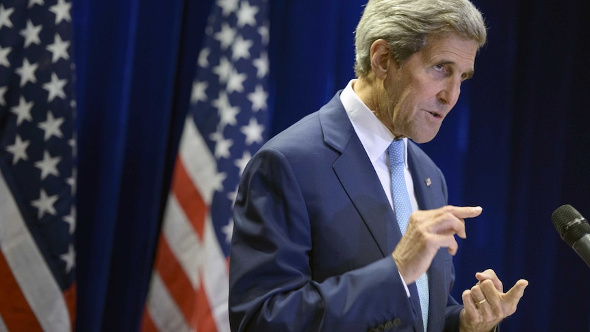 US secretary of state John Kerry speaks during a news conference in Malaysia
