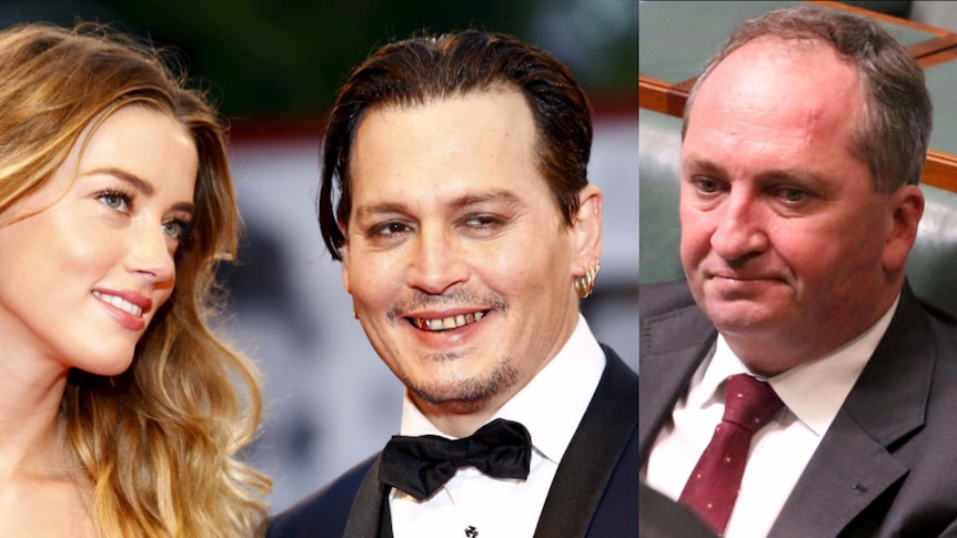 Actors Amber Heard and Johnny Depp, and Deputy Prime Minister Barnaby Joyce.