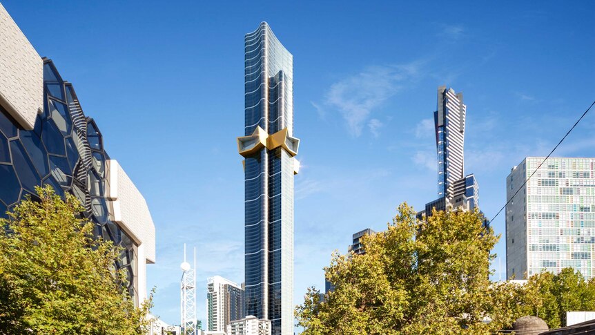 An artist's impression of the 319-metre tall Australia 108 building, viewed from Southbank Boulevard.