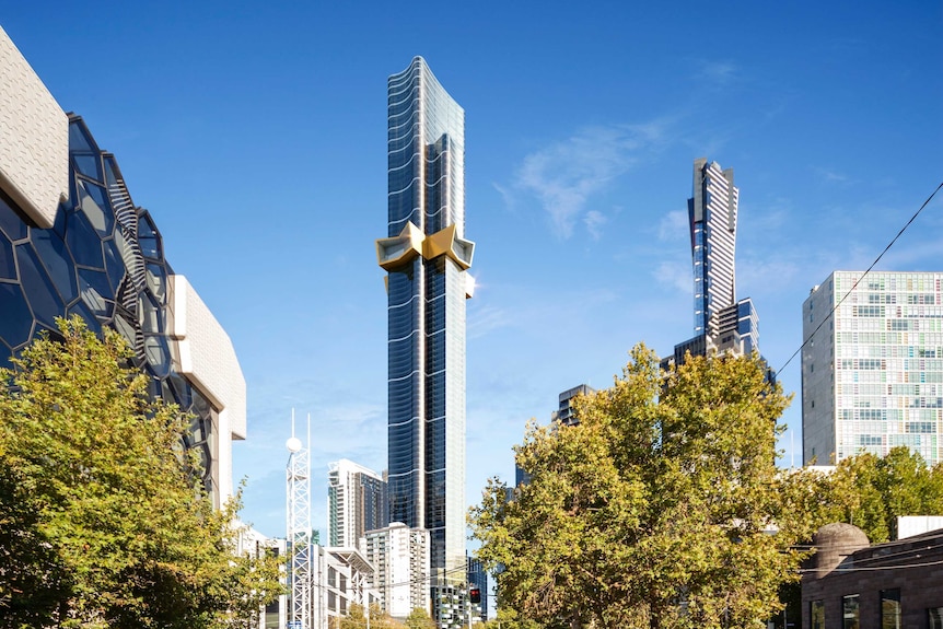 An artist's impression of the 319-metre tall Australia 108 building, viewed from Southbank Boulevard.
