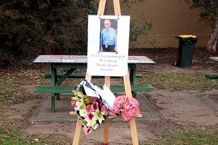 Flowers at Albion Park public school for MH17 victim Michael Clancy