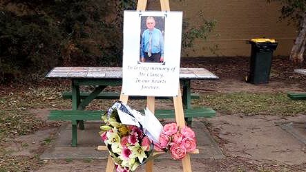 Flowers at Albion Park public school for MH17 victim Michael Clancy