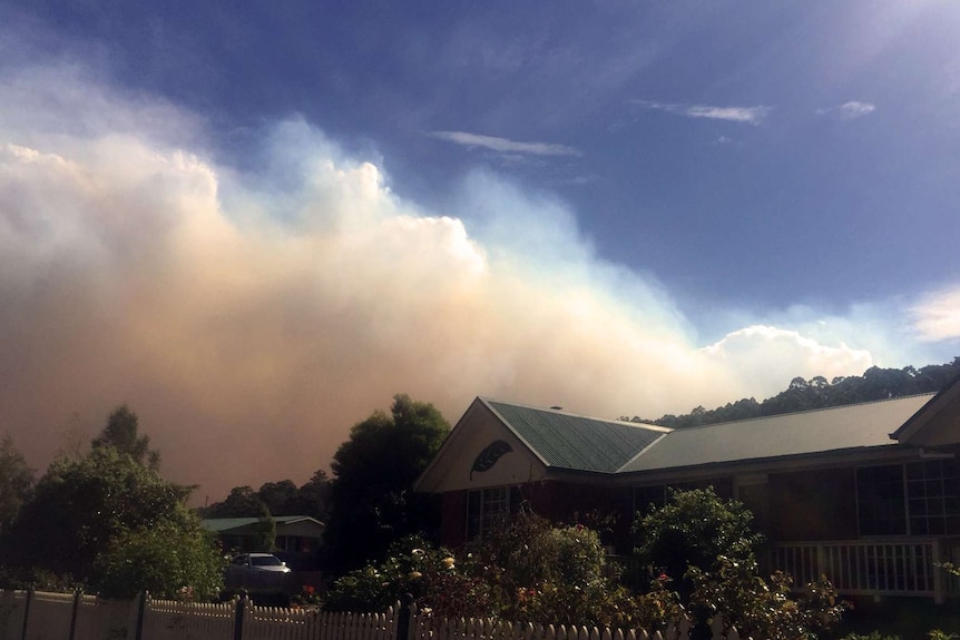 Bushfire smoke south of Huonville