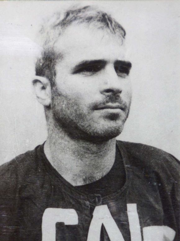Black and white photograph of John McCain, a POW in Vietnam in 1967