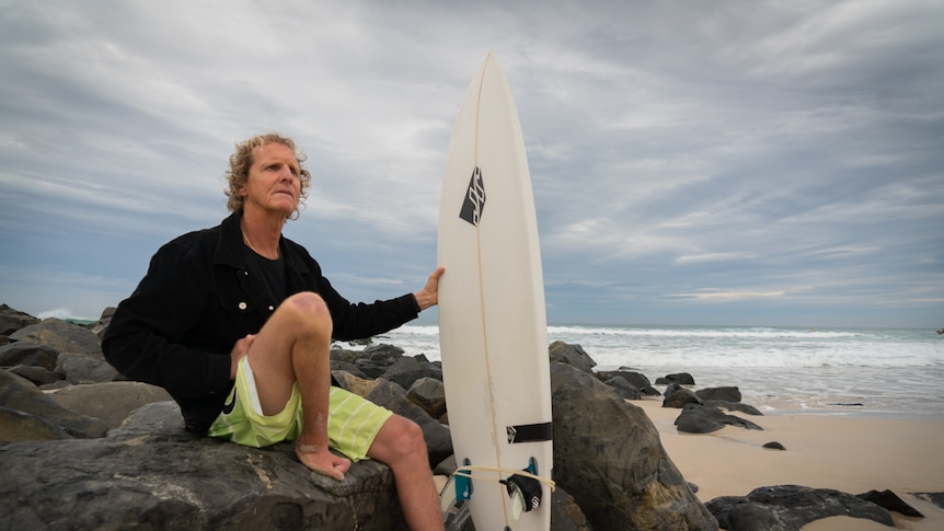 Dale Taylor, Australian Adaptive Surfing Championship winner on Carabita Beach, NSW.