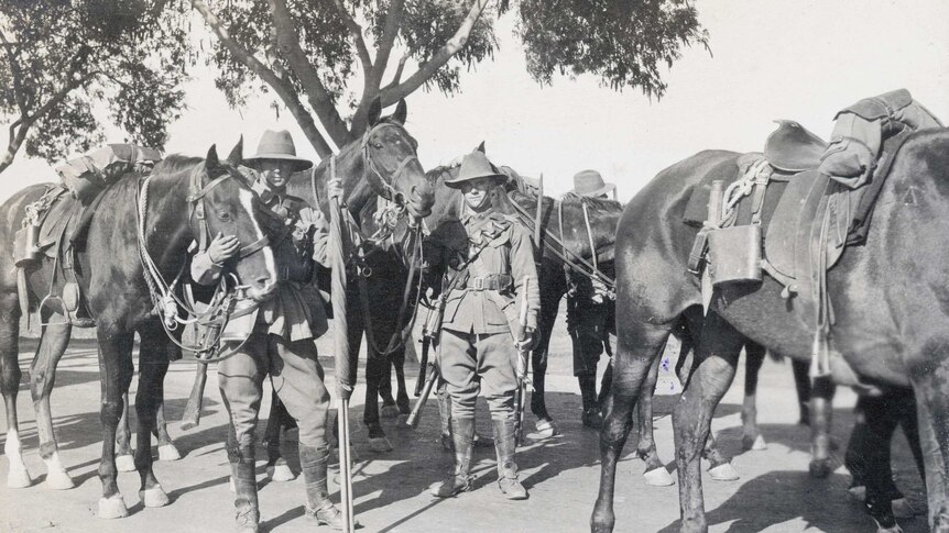 Route March on 17 January 1915. Some of the 4th Light Horse signalling section.