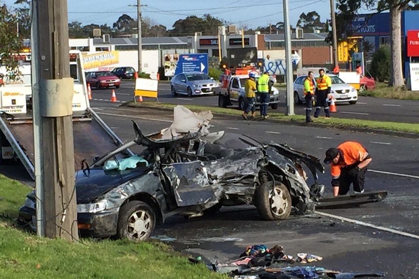 Four people injured, one critically, after a crash at Ferntree Gully