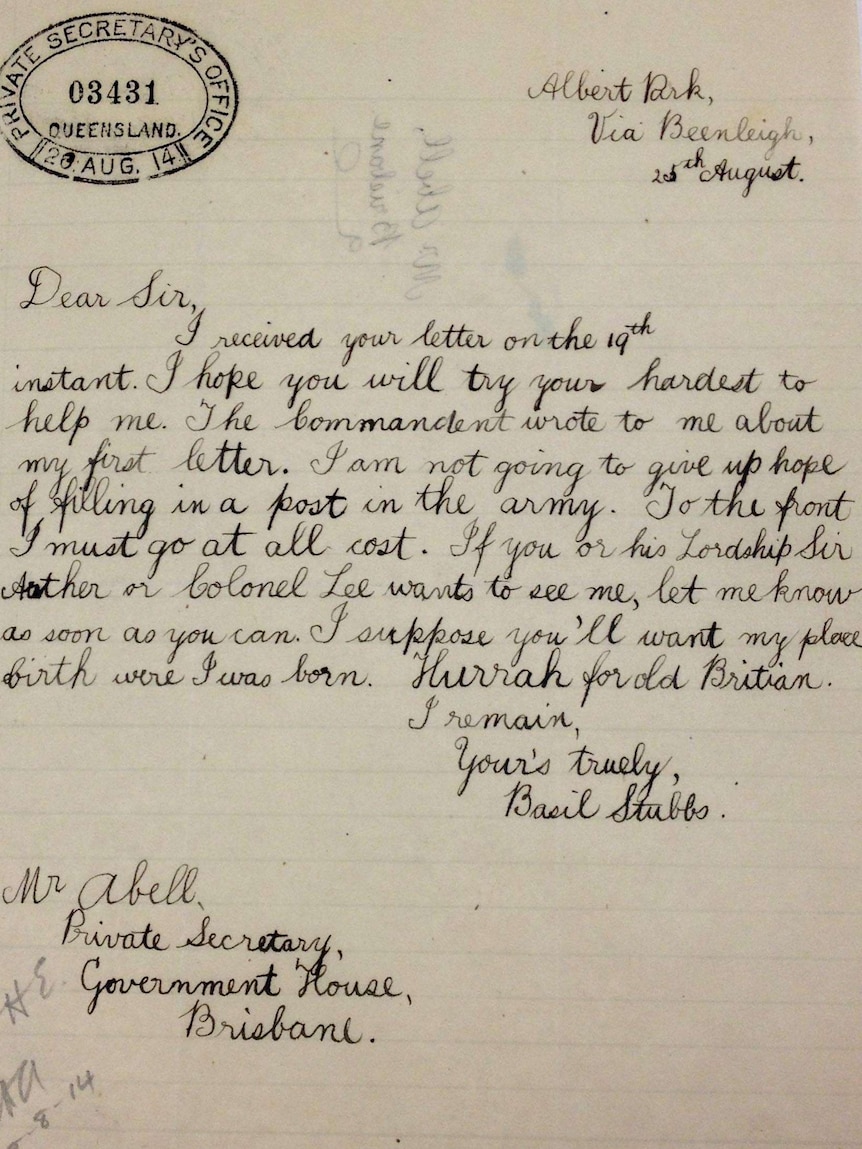 Letter from Basil Stubbs