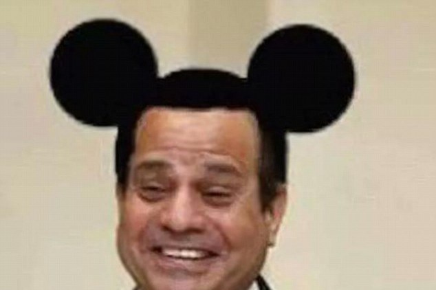 Egytpian President with Mickey Mouse ears