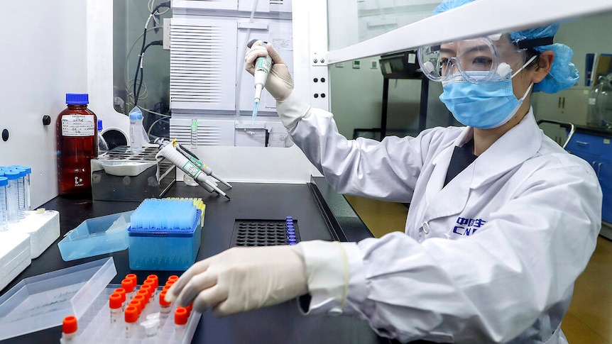 A lab researcher working on the Chinese vaccine for COVID-19