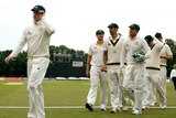 Steve Smith leads Australia off the field after the tour match win over Kent