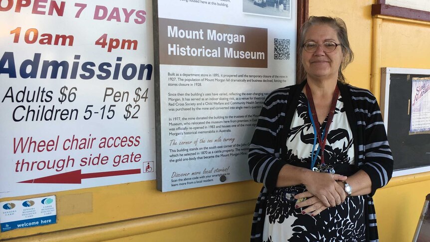 Gwen Scott stands in front of the Mount Morgan Historical Museum