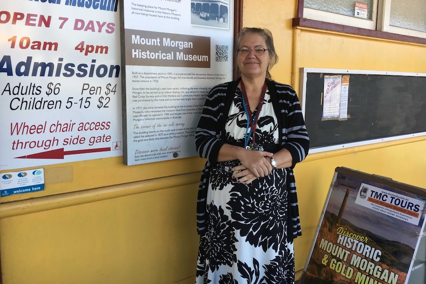 Gwen Scott stands in front of the Mount Morgan Historical Museum