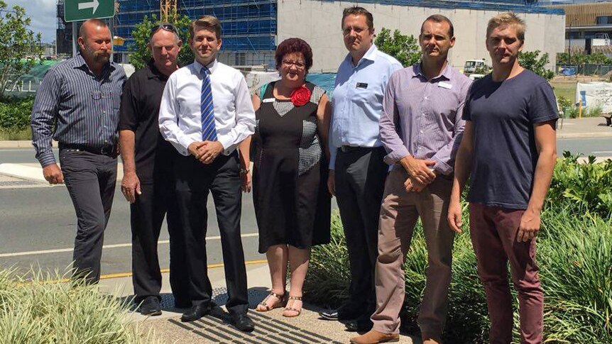 Kawana MP Jarrod Bleijie and other concerned business operators and experts at the Sunshine Coast University Hospital.