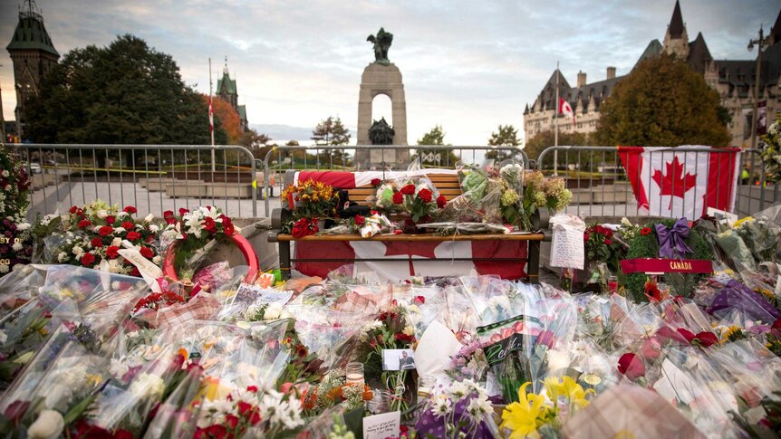 Floral tributes in Ottawa, Canada