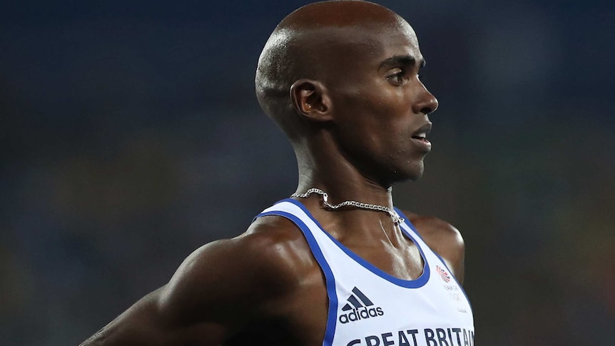 Britain's Mo Farah runs in the men's 5,000m final in Rio.