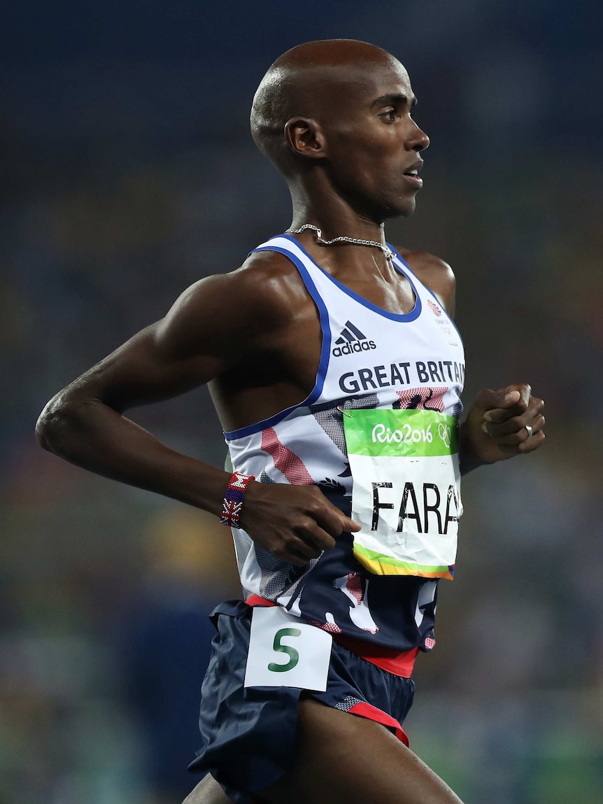Britain's Mo Farah runs in the men's 5,000m final in Rio.