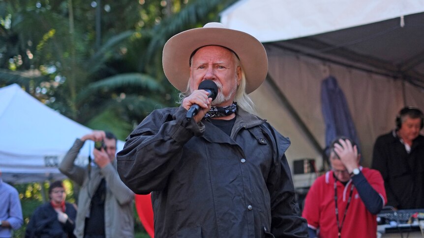 Australian rock icon Digger Revell sings during a special broadcast of Australia All Over.