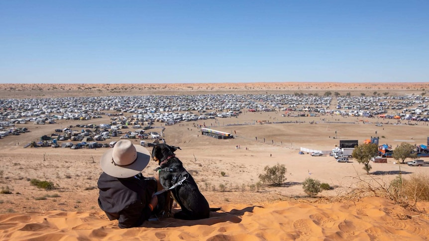 Birdsville Big Red Bash from a sand dune in the Simpson Desert