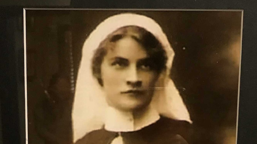 Sister Clare Deacon, photo on her medal plaque at a museum.