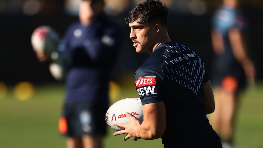 A rugby league player during a training session 