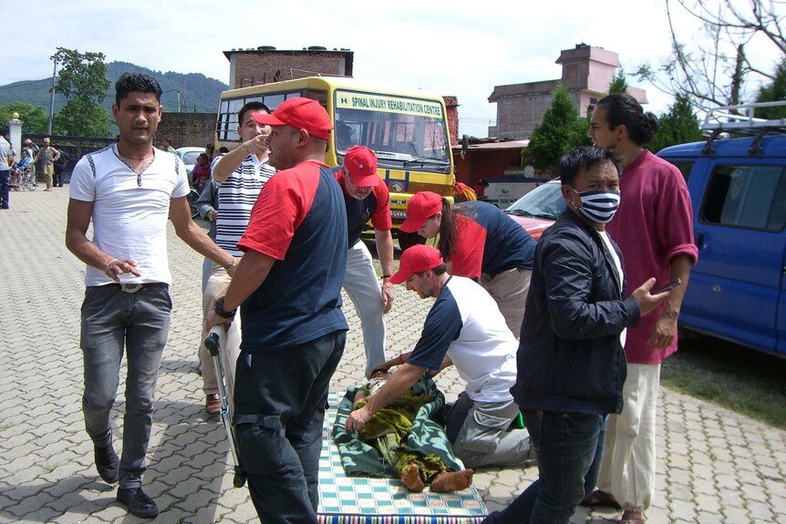 Nepal earthquake victim outside hospital