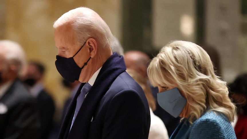 U.S. President Joe Biden and Dr. Jill Biden attend services at the Cathedral of St. Matthew the Apostle.