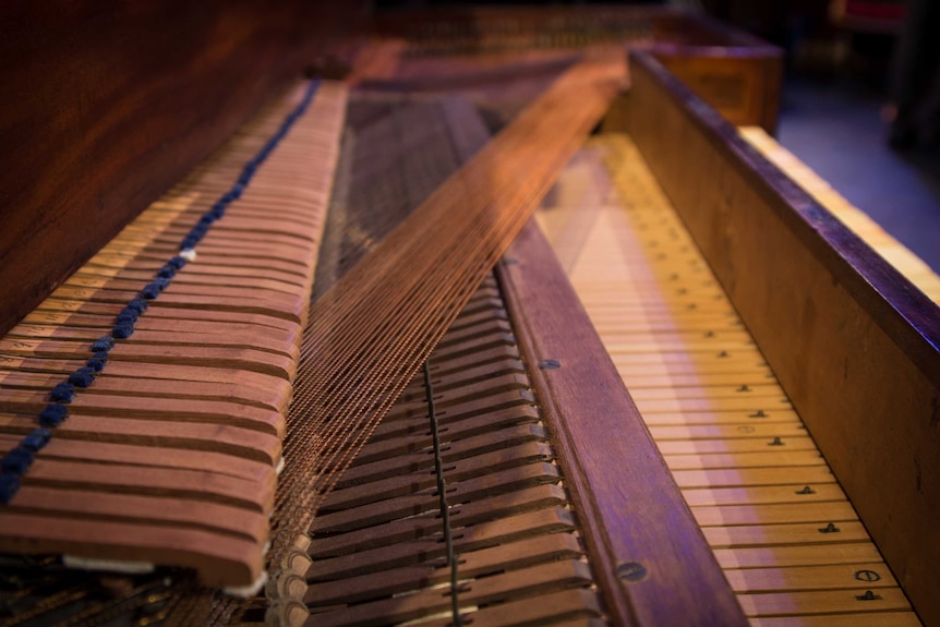 Inside the First Fleet piano.