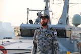Michael John O'Donnell walks aboard a naval ship.