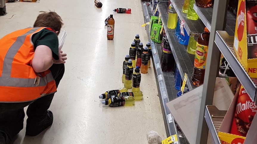 Items strewn across the floor of a Broome supermarket.