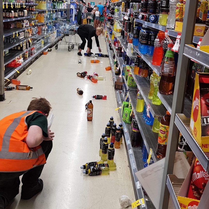 Items strewn across the floor of a Broome supermarket.